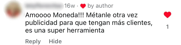 A user comment on Instagram
