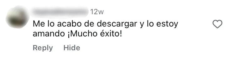 A user comment on Instagram