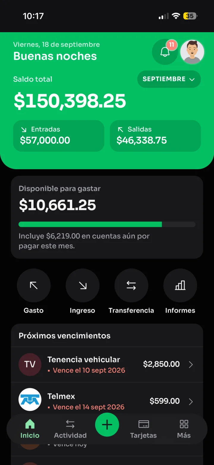 Monediez home screen